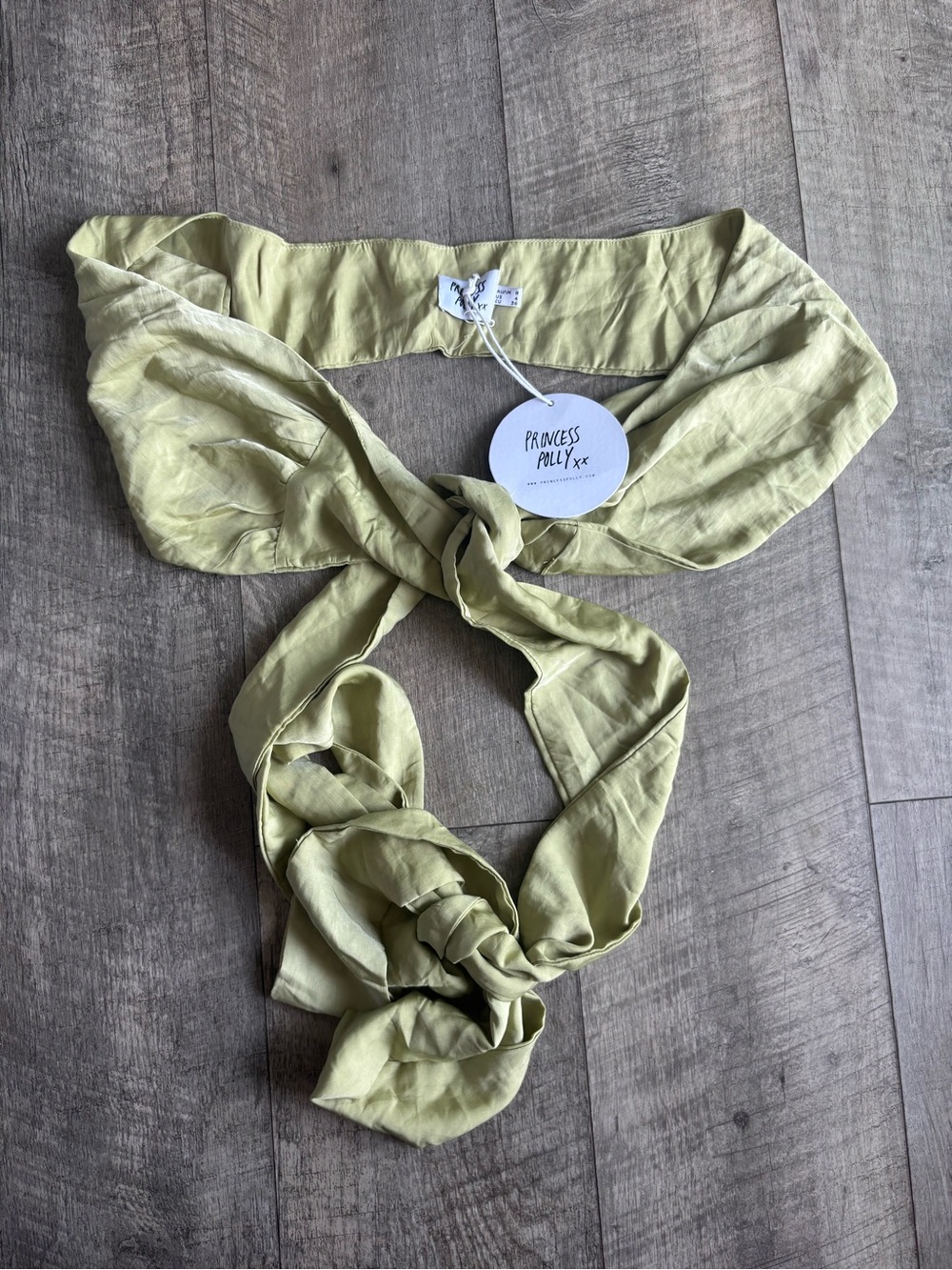 Princess Polly Light Olive Green Twist Scarf Top